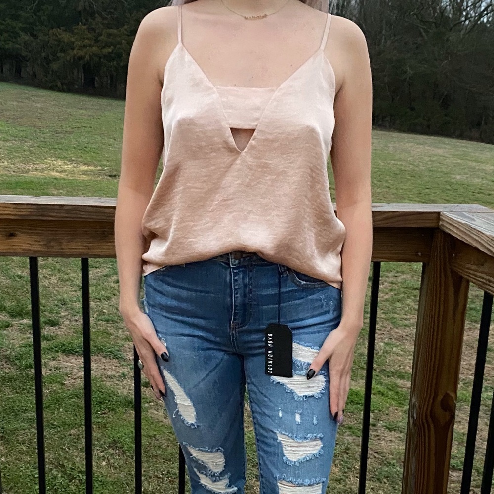 Pink Satin Tank Top